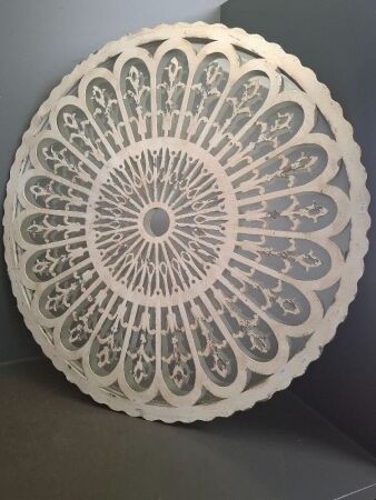 100cm heavy glass and raised steel grille Mandala mirror