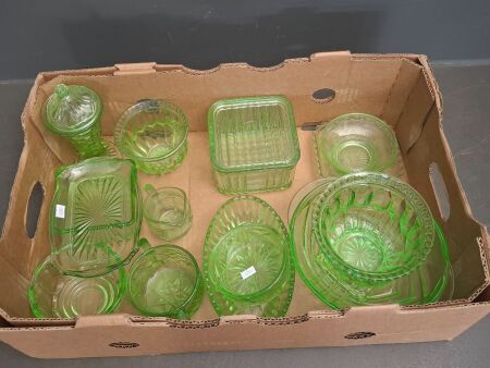 Large Assortment of Green Glass