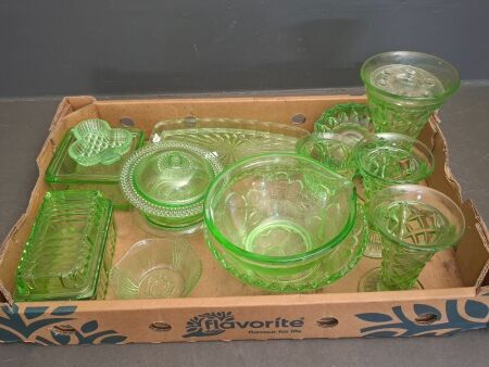 Large Assortment of Green Glass