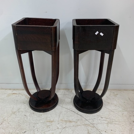 Pair of Art Deco Timber Plant Stands