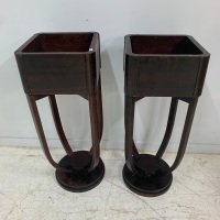 Pair of Art Deco Timber Plant Stands - 2