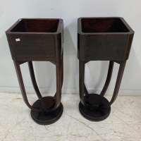 Pair of Art Deco Timber Plant Stands - 4