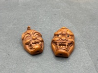 2 x Wooden Japanese Netsuke's