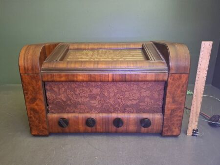 Vintage His Masters Voice Wooden Console/Table Top Radio