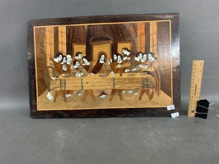 The Last Supper Vintage Marquetry Wall Hanging