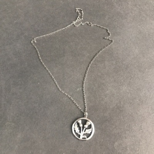 Scottish Sterling Silver Thistle Pendant on Chain