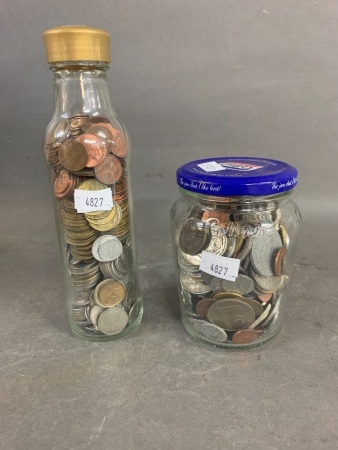 2 Jars of Asstd International Coins