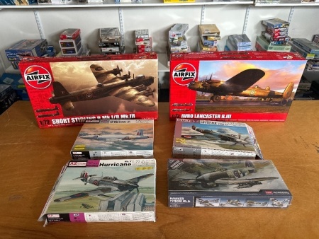 6 Military Model Aeroplanes - Mainly from United Kingdom, Incs Airfix & Spitfire