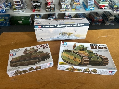 2 French Army Tanks & 1 French Navy Pre-Dreadnought Battleship Danton