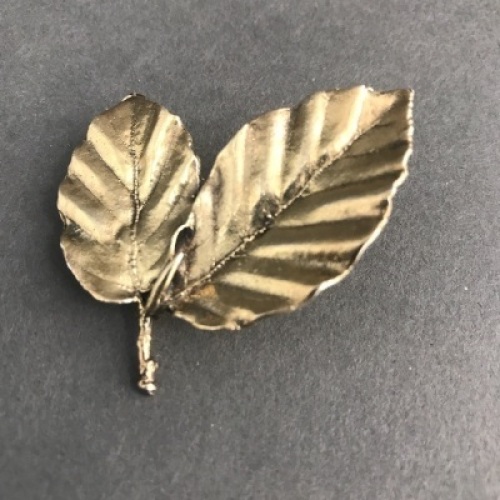 Signed Gilt Sterling SilverLeaf Brooch