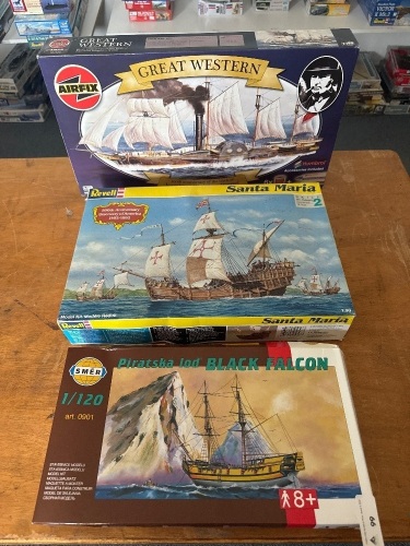 3 Model Sailing Ships