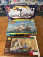 3 Model Sailing Ships