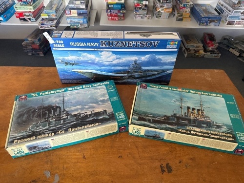 3 Russian Military Model Battleships