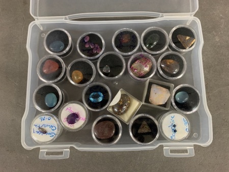 Asstd Box of Cut & Polished Stones inc. Rubies, Sapphires, Amethyst, Moss Agate, Topaz Etc