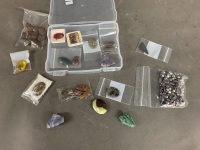 Asstd Box of Gemstones inc. Boulder Opal, Moss Agates, Crystals etc