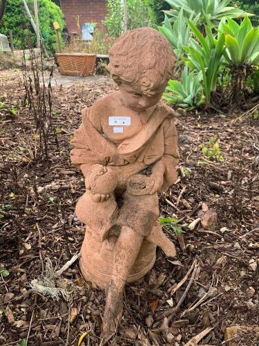 Concrete Garden Figure of Boy Sitting