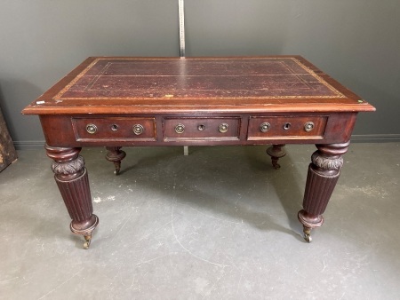 Antique Writing Desk with Leather Top