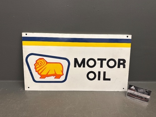Golden Fleece Techno Ram Oil Rack Sign. Original, Unused.