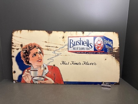 Rare Bushells Tea Pictorial Enamel Sign
