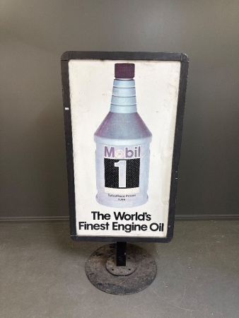 Mobil oil Double Sided Metal Sign on Stand
