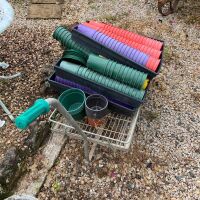 Garden Trolley + Qty of Plastic Pots etc - 2