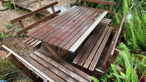 Hardwood Outdoor Table + 4 Benches