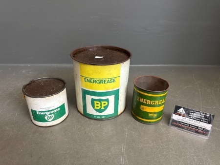 Lot of Collectable BP Energrease Tins