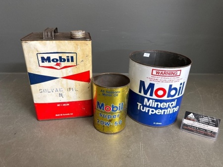 Lot of Collectable Mobil Tins