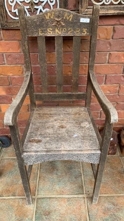 Vintage Parliamentary Chair with Painted Motif