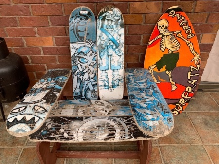 Large Skateboard Furniture Chair + Vintage Skimmer Board