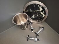 Modern Style Ice Bucket, Tray & 3 Plastic Bottle Pourers - 2