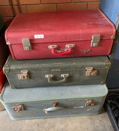 Lot of 3 Vintage Suitcases