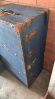 Vintage Blue Steamer Trunk - 3