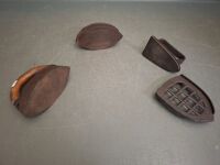3 Vintage Irons + 1 Iron Stand - 5
