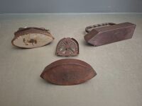 3 Vintage Irons + 1 Jas Smart Canada Iron Stand - 4