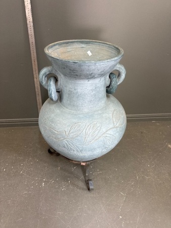 Decorative Style Vase on Stand with Chunky Handles
