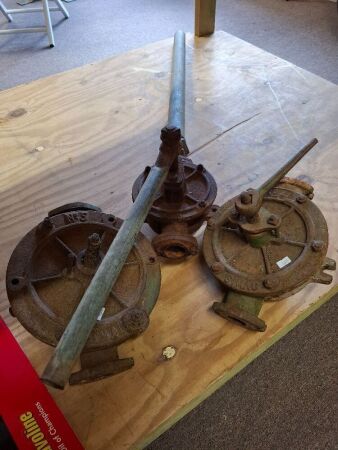 3 Vintage Cast Iron Rotary Fuel Pumps