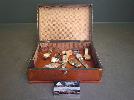 Vintage Box with Assortment of Watches