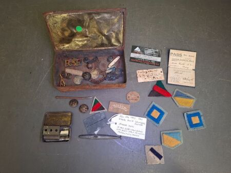 Assortment of Antique & Vintage Military Badges, Pins, Patches & Other Collectables