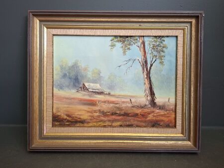 Signed Eric Heffernan 78, Bushland Scene Oil on Board