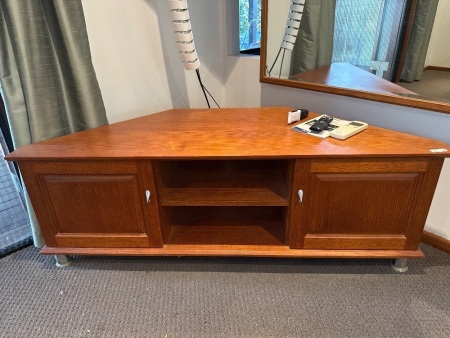 Wooden corner entertainment unit