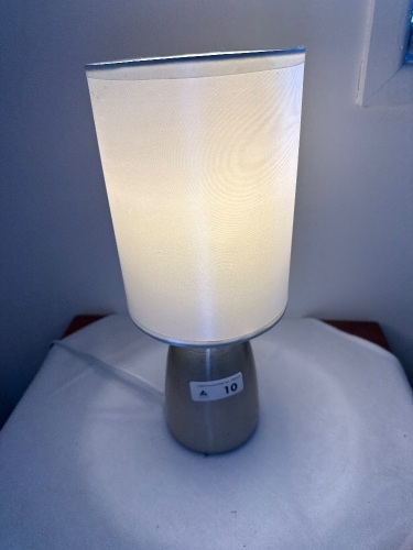 Pair of brushed chrome look bedside lamps