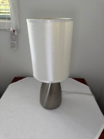 Pair of brushed chrome look bedside lamps - 2
