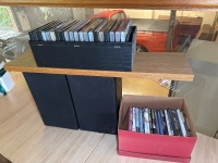 Large lot of entertainment pieces including LGTV Yamaha sound system Infinity speakers etc. - TV mounted on telescopic arms - DVDs and extra speakers included - 5