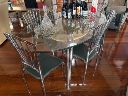 Glass dining table and six chairs