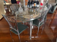 Glass dining table and six chairs