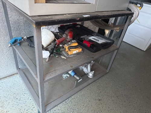 Metal bench on castors