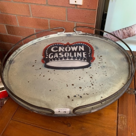Large Oil Drum Lid Tray with Rail & Crown Gasoline Motif