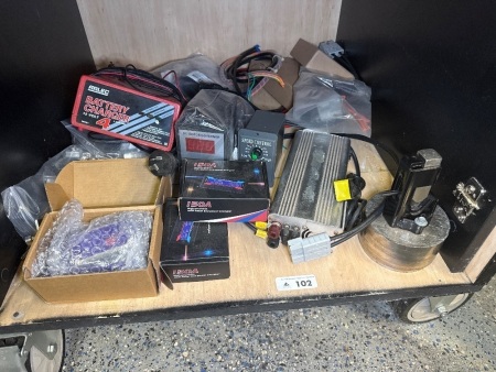 Shelf lot of auto electrical items