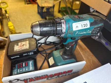 Makita 18 V drill, battery, and charger